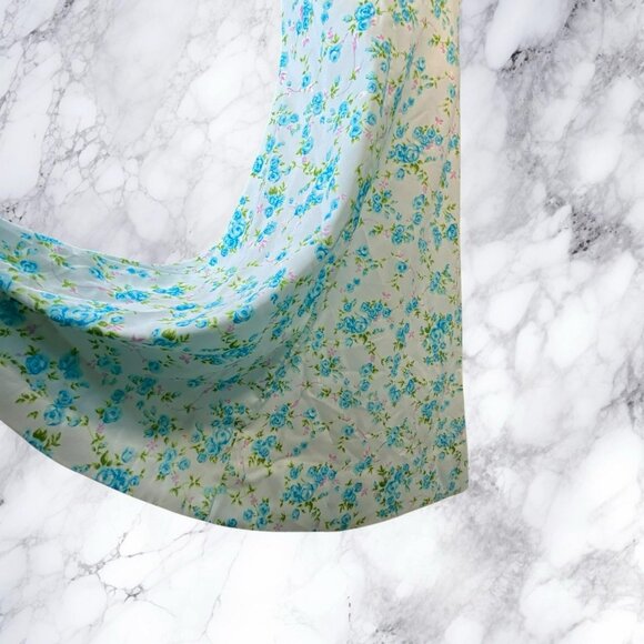 Handmade Vintage Baby Blue Rose Print Floral Prairie Empire Waist Dress - Picture 7 of 12